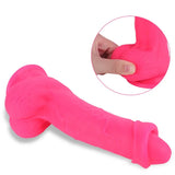 Load image into Gallery viewer, Pink Silicone Dildo Strap on Uncircumcised