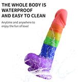 Load image into Gallery viewer, Rainbow Silicone Suction Cup Anal Dildo