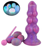 Load image into Gallery viewer, Purple Luminous Egg Silicone Ovipositor Dildo